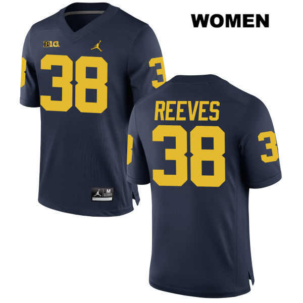Women's NCAA Michigan Wolverines Geoffrey Reeves #38 Navy Jordan Brand Authentic Stitched Football College Jersey GI25M57UM